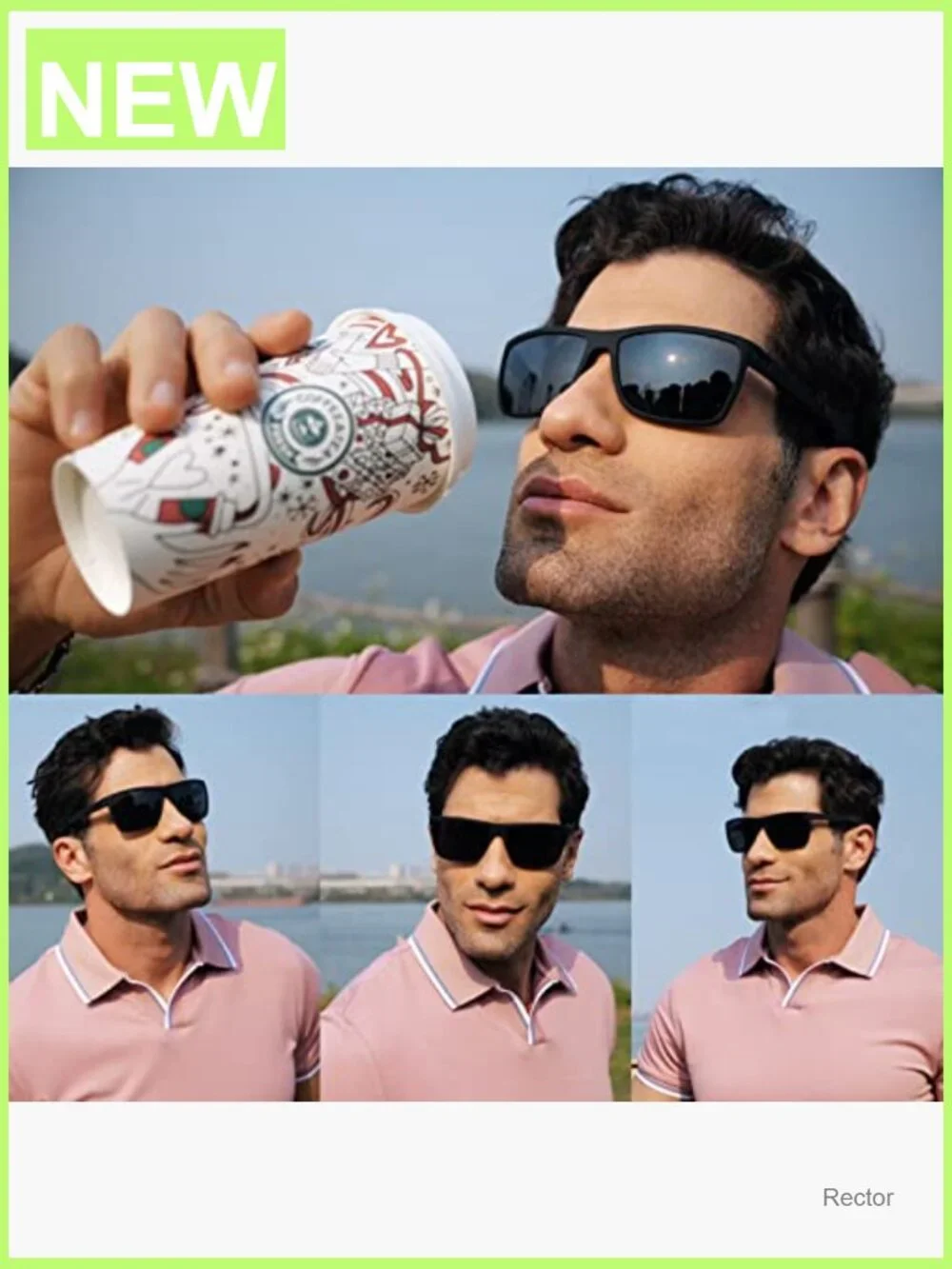 Square Polarized Sunglasses Men Vintage Driving